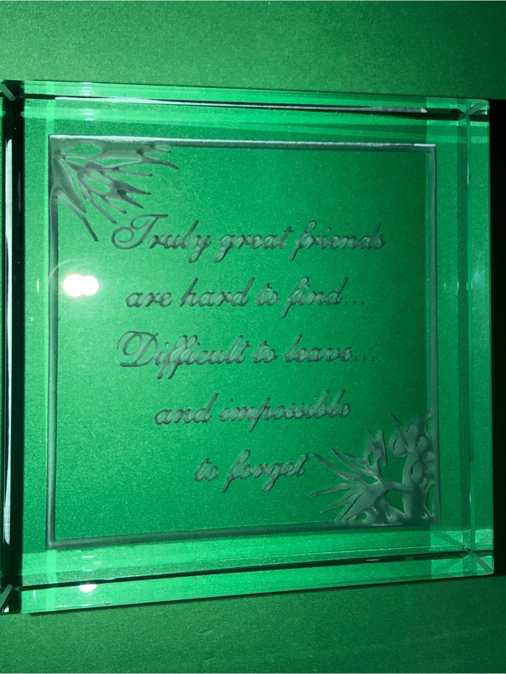 Engraved Glass Friendship Plaque NWOT
